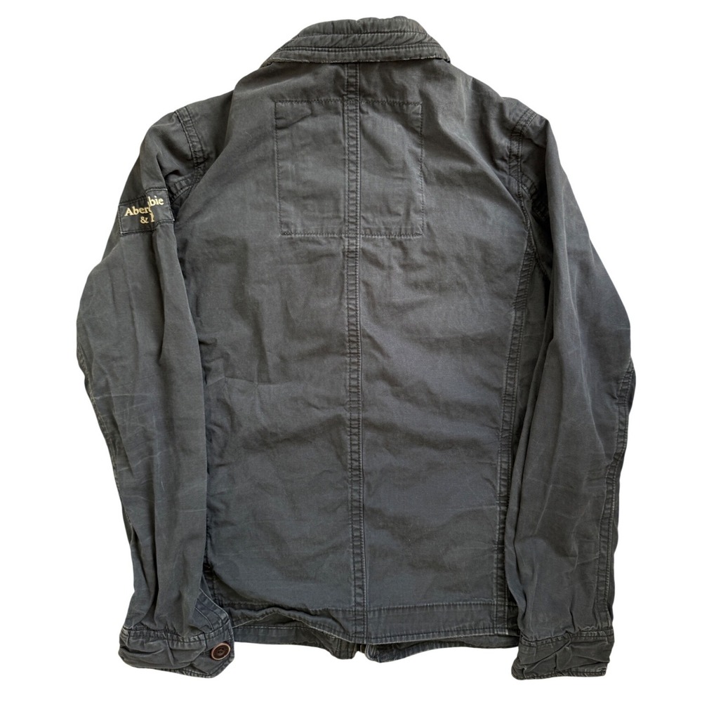 Abercrombie & Fitch Jacket Mens Medium Gray Military Field Charcoal Cotton - Picture 8 of 8